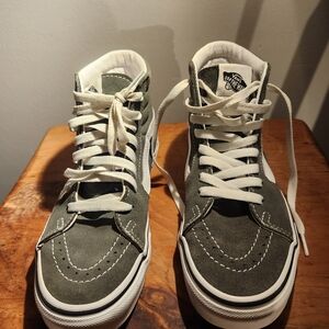 Vans Men's High-Top Sneakers - Olive and White